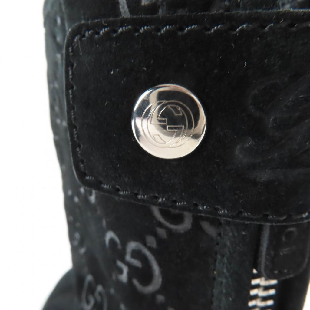 Excellent GUCCI short boots GG pattern back zip suede leather black 36 323550 Used