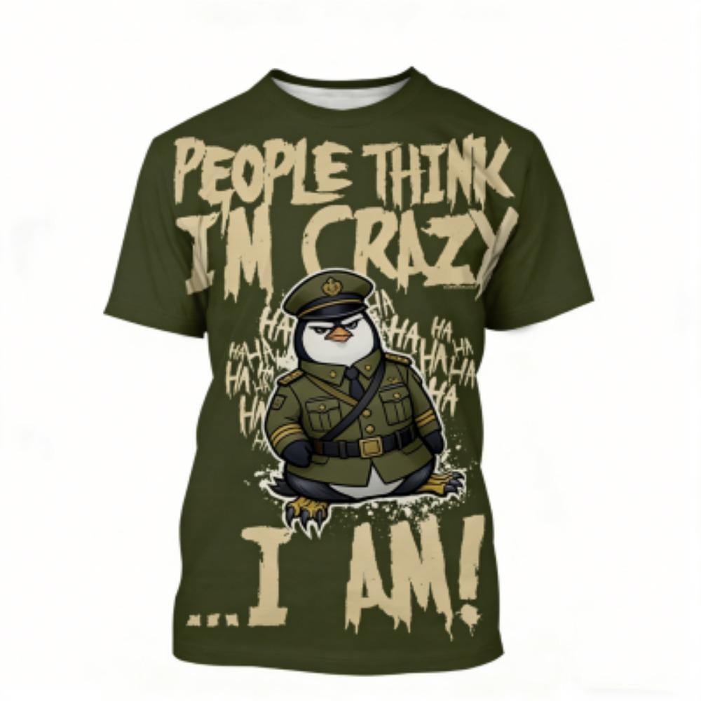 Fashion Men's T-shirt Penguin 3D Print Men's Short Sleeves T-Shirt Loose Casual Summer Outdoor Street Men's and Women's Tees Tops