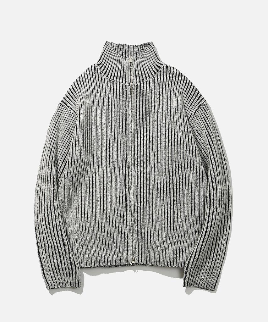 Vastic Two-Tone Knit Zip-Up_White / Black