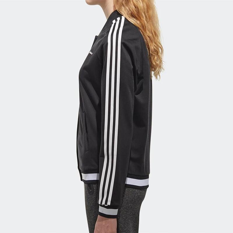 Adidas Neo Three Stripe Color Block Letter Logo Print Windbreaker Breathable Long Sleeve Vintage Jacket Women Jacket Black CV7357