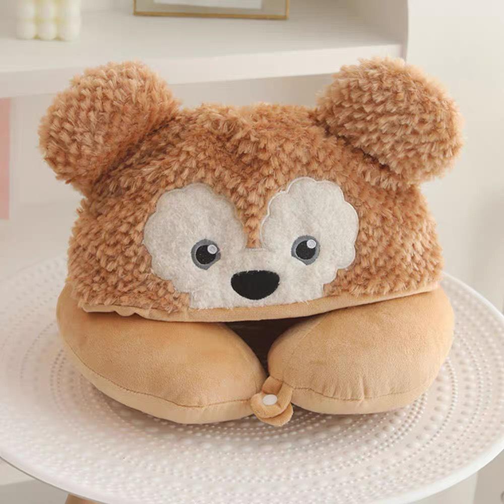 Cartoon Hooded Neck Support Plush Pillow & Toy – Portable Travel Comfort