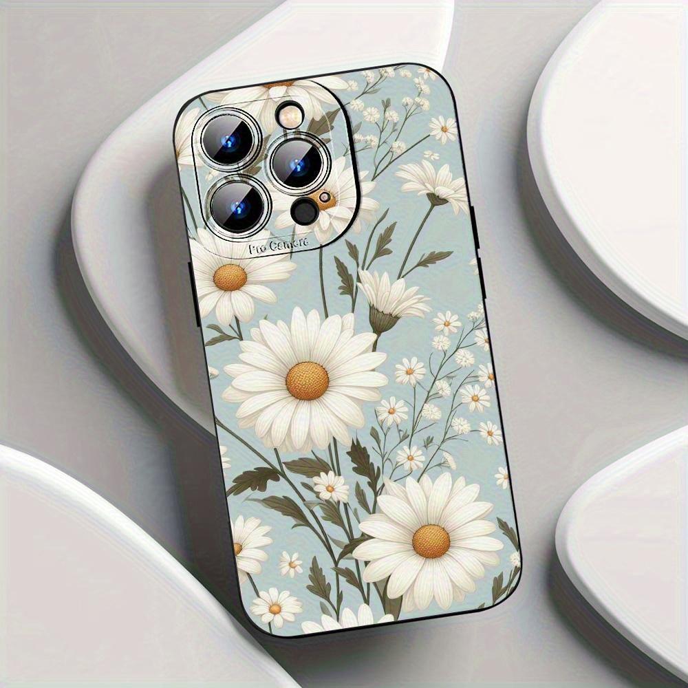 Daisy Flower Pattern Phone Case Suitable for iPhone 17 16 15 14 13 12 11 Pro/Max/Plus Anti Drop and Shockproof