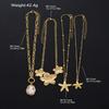 New Flower Starfish Imitation Pearl Pendant Necklaces for Women Fashion Gold Color Multilayer Necklaces Sets Party Jewelry Gifts