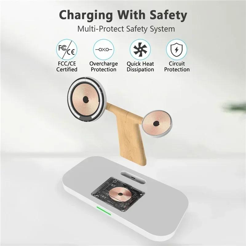 3 In 1 Magnetic Wireless Charger Stand Desktop Lamp Fast Charging Station Phone Holder For iPhone 12-16  Watch 1-9 Airprods