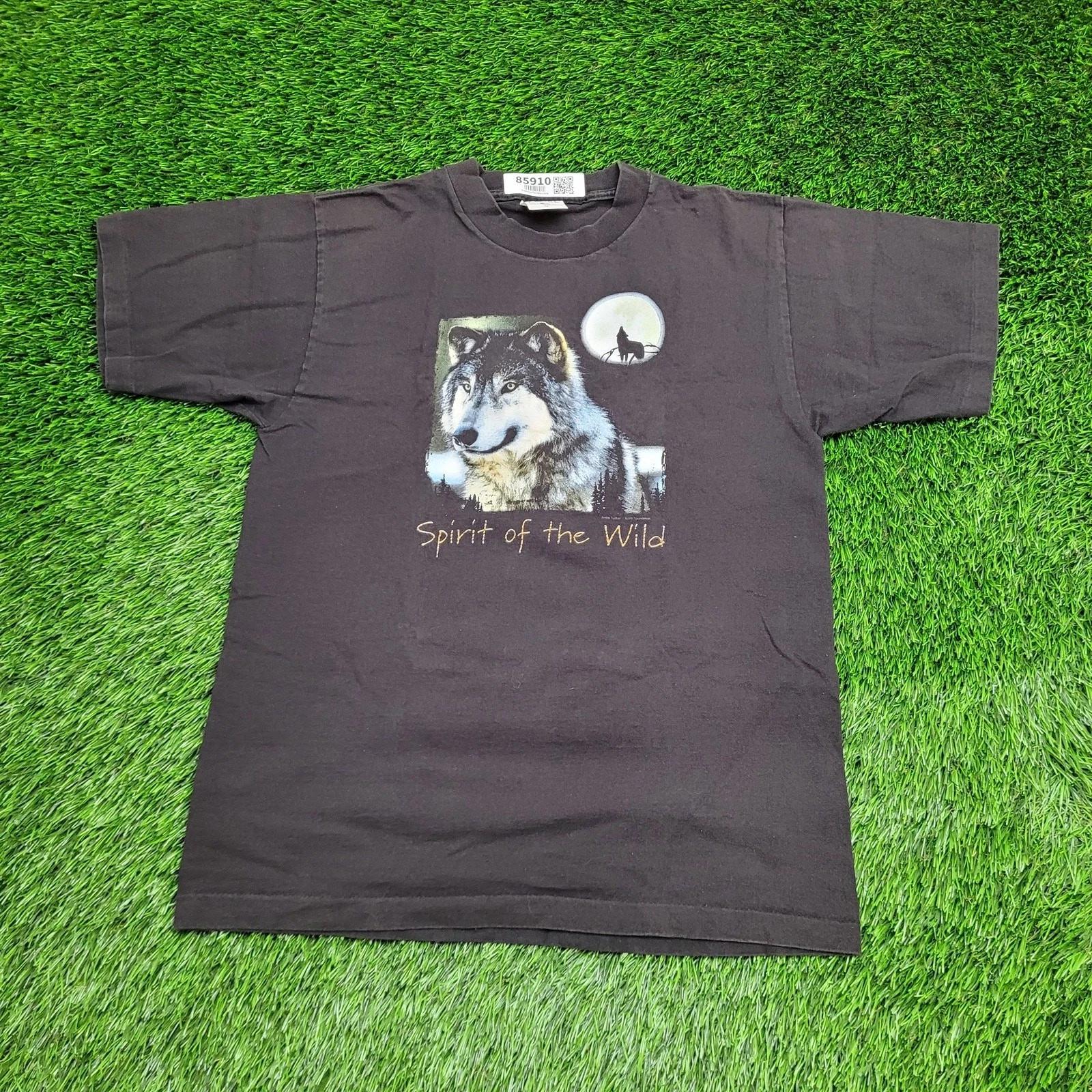 Vintage 90s Howling Wolf Shirt M/L 19x26 Black Wilderness 4XL
