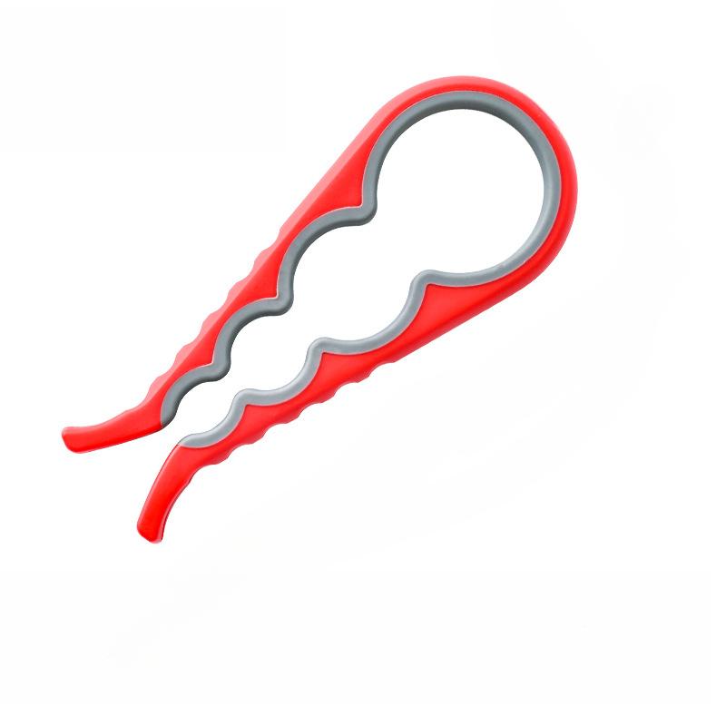 

4-в-1 многофункциональный противоскользящий консервный нож, открывалка для бутылок Easy Twist и инструмент для открывания банок S красный