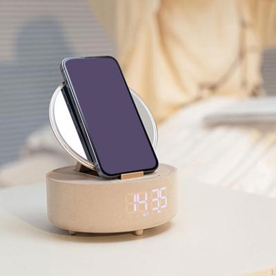 Portable Speaker Phone Holder Multifunctional Digital Display Gift Meakup Mirror Charger for