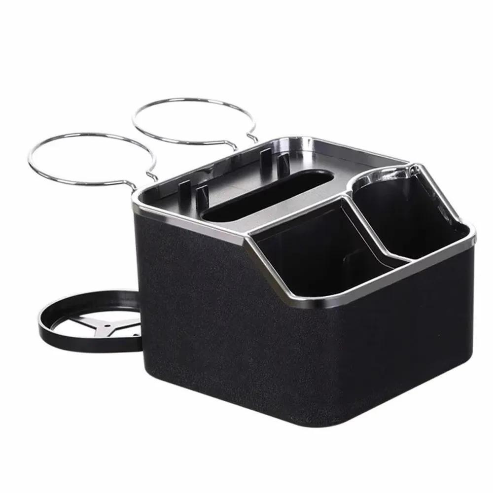 Faltbare Auto-Armlehnen-Aufbewahrungsbox mit Getränkehalter, Handyhalter, wasserdichtem Taschentuchhalter, abnehmbar, große Kapazität