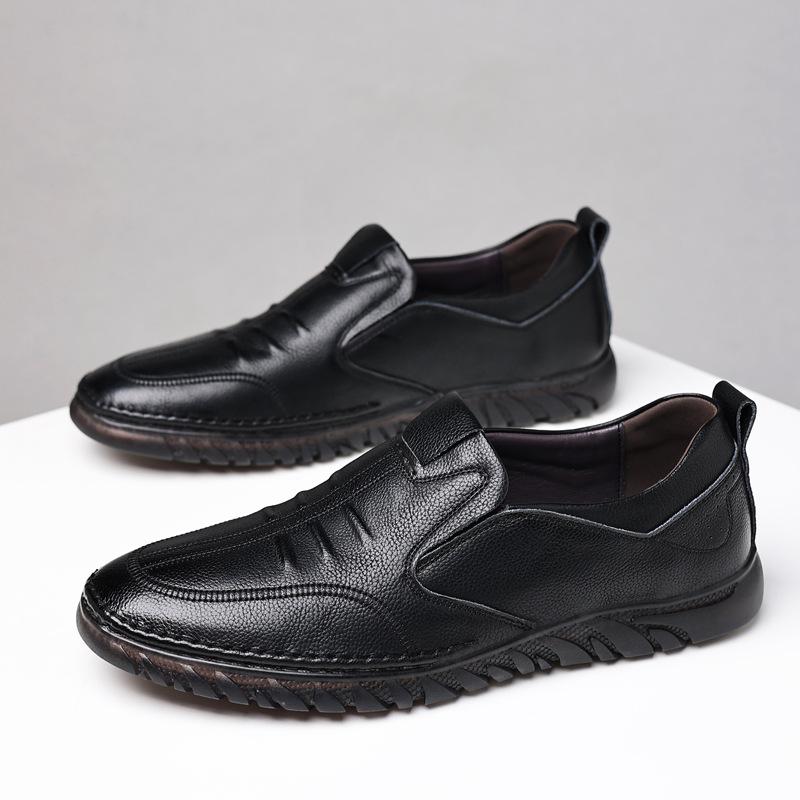 

Первый слой коровьей кожи летняя мужская повседневная кожаная обувь натуральная кожа мягкая подошва мягкая поверхность одинарная обувь мужская кожаная обувь 38 чёрный