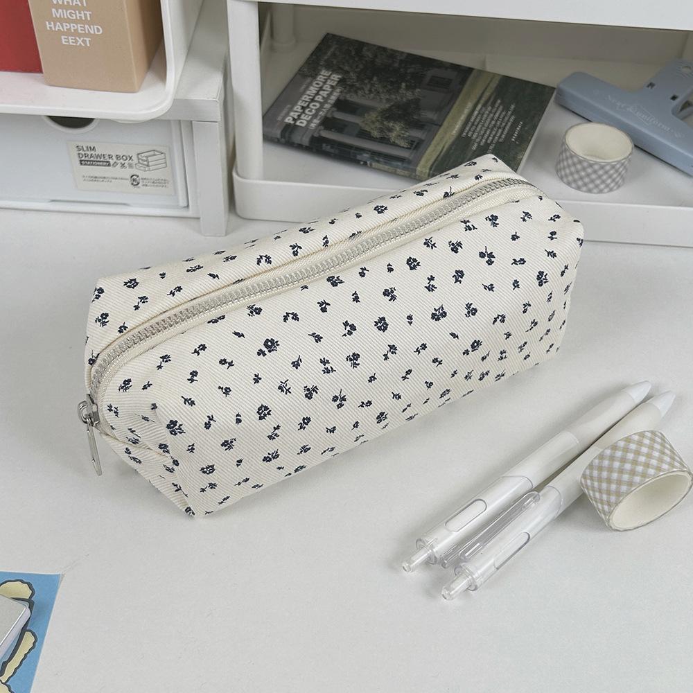 

New Floral Pen Bag Student Cartoon Cute Stationery Bag Large Capacity Pencil Case Multifunctional Stationery Organizer