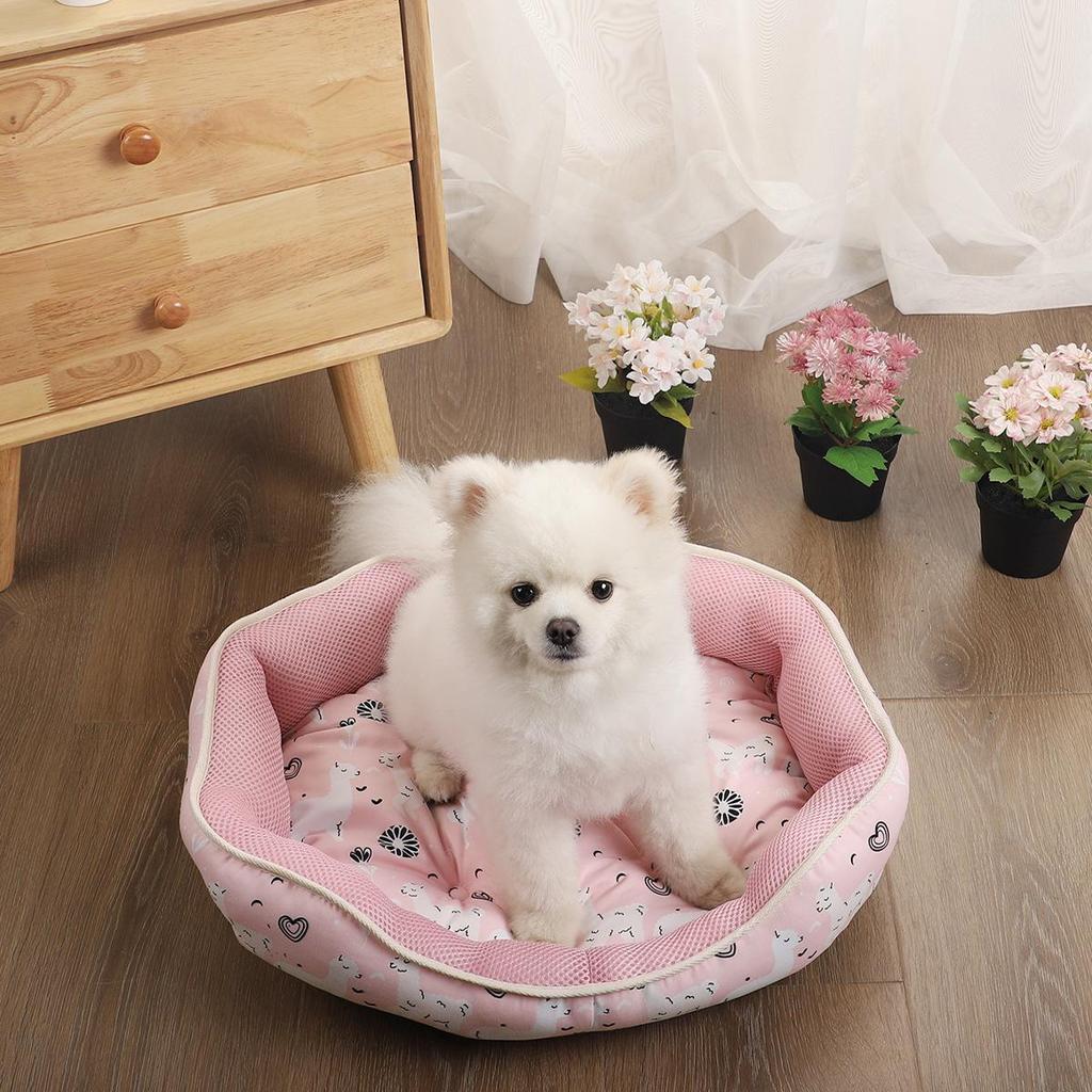 Summer Cooling Pet Bed: Breathable Cotton Nest for Cats and Small Dogs