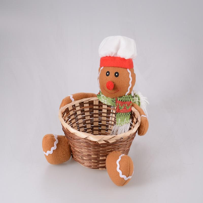 2025 New Santa Snowman Candy Bamboo Basket Christmas Gift Storage Basket Festive Atmosphere Christmas Decorations For Car Home