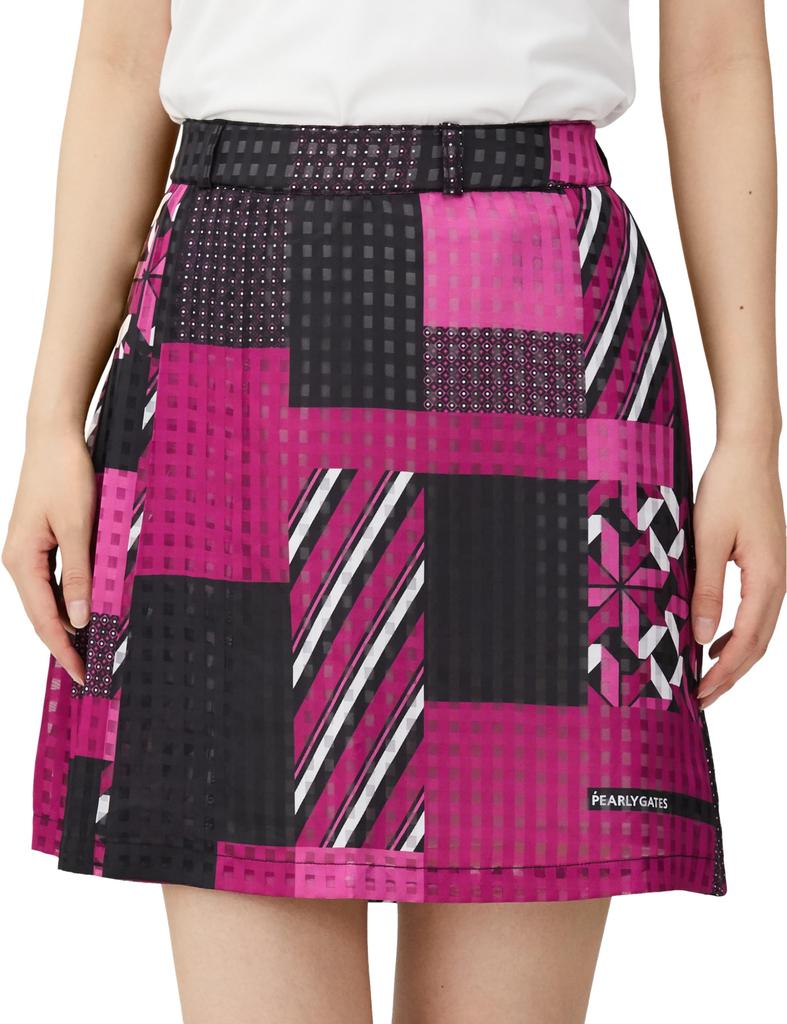 Skirt Panel Golf Base 1 [Pearly Gates] Women's (Geometric Print/Sheer Check) / / 055-3234022 091_Pink [M]