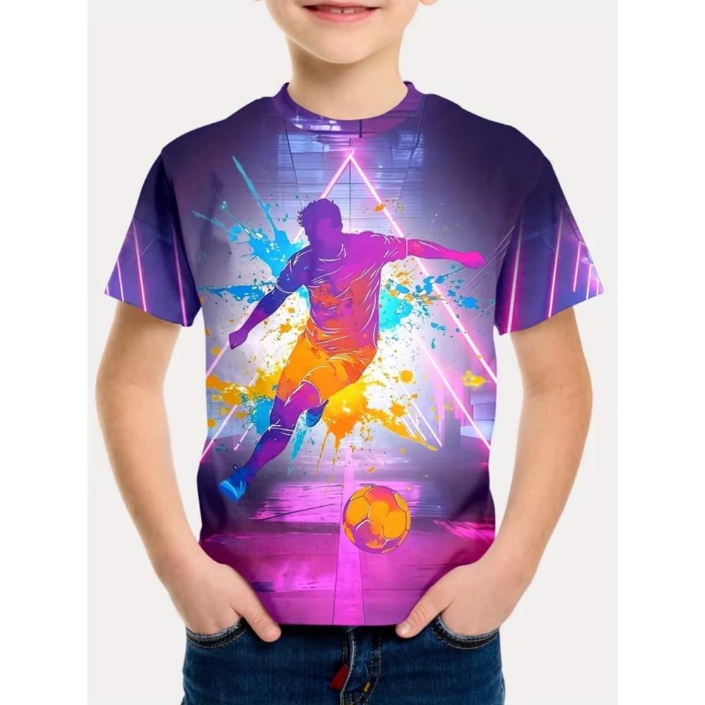 T-Shirt für Kinder Mode 3D-Druck Sommer Kurzarm-T-Shirt Personalisiertes Hip-Hop Bequemes Rundhals-T-Shirt Sportoberteil