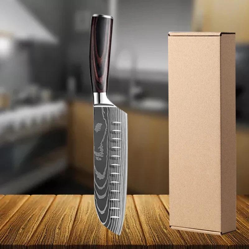 WXCOO Japanese Kitchen Chef's Knife Damascus Kitchen Steel Stainless Fish Fillet Slicing Santoku Knife Meat Cleaver Knife