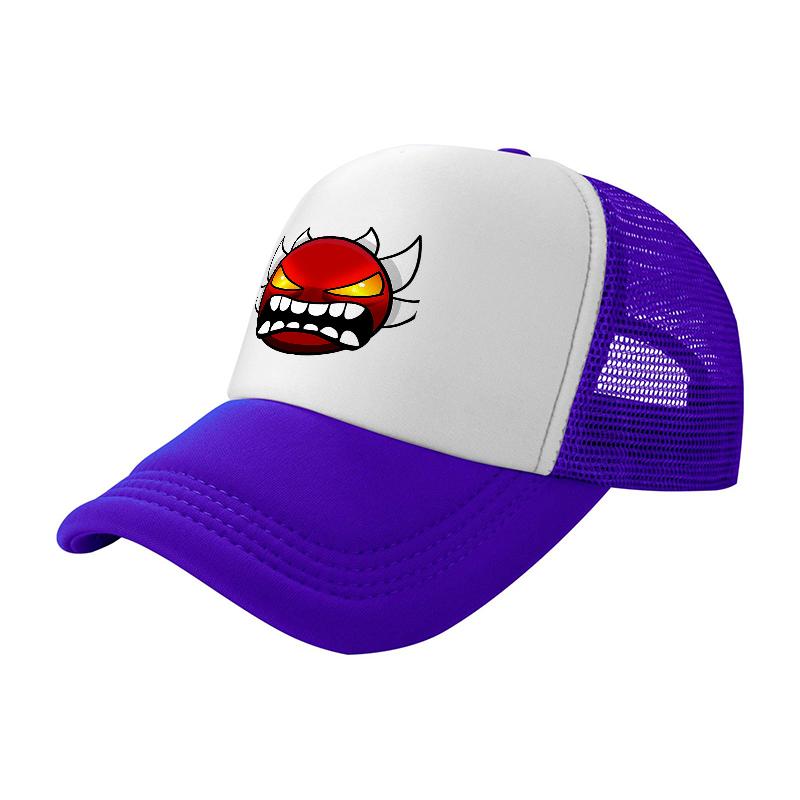 Angry Red Demon Face Logo Mesh Baseball Cap Breathable Trucker Hat for Unisex and Women Fashion Streetwear Accessory