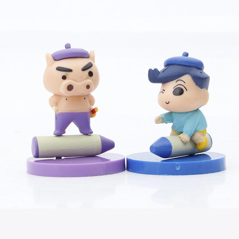 Crayon Shinchan Pvc Figurine Set For Cake Car And Desktop Decor Six Cute Models