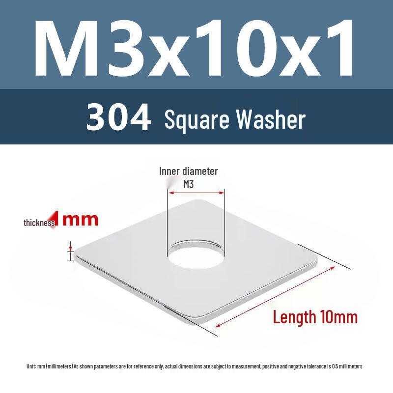 

Yigu 304 Stainless Steel Thickened Square Flat Washer M3/M4/M5