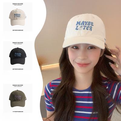 Letter Embroidered Large Head Circumference Showing Face with Small Duckball Cap for Women New Style Sun Visor Baseball Hat for Men