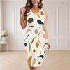 Women Plus Size V Neck Sleeveless Abstract Geometric Printed Bodycon Midi Dress