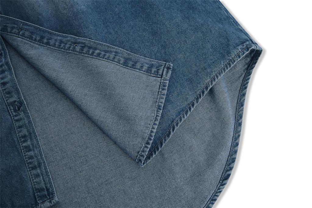 Damen Denim Button-Down Hemd Langarm Lässig Frühling Herbst Bluse Jacke mit Brusttaschen
