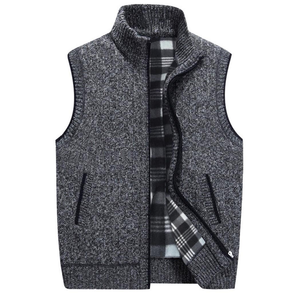 For Men In  And Winter  Fleeced Warm Cardigan Vest Blouse
