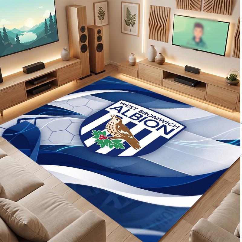 Tappeto in Velluto di Cristallo con Stampa del West Bromwich Albion Football Club, Comodo Assorbente d'Acqua Antiscivolo Tappeto per Pavimento Interno