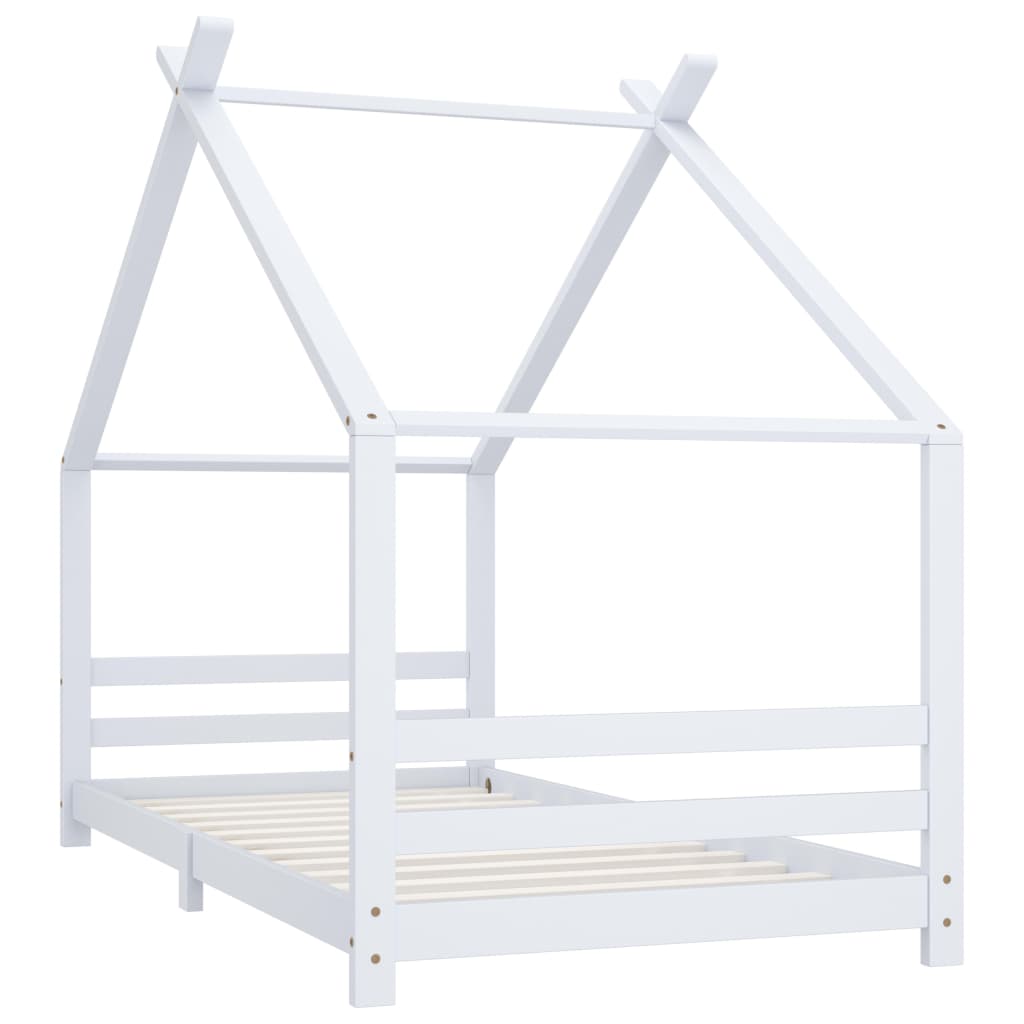 Kids Bed Frame White Solid Pine Wood 90 X 200 Cm