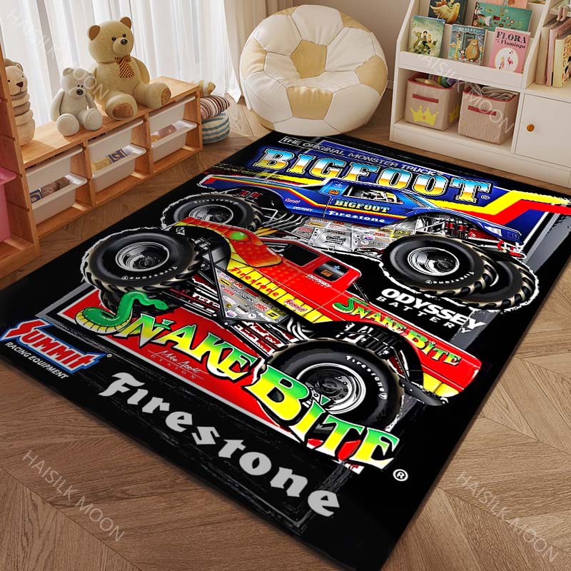 Große Räder Monster Truck 4X4 Muster Teppich Teppiche für Schlafzimmer Wohnzimmer Matte Kreative Fußmatte Ankleidezimmer Teppiche Luxuriöse Geschenke