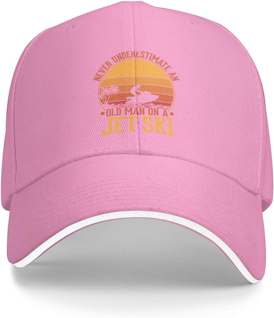 Old Man On A Jet Ski Sunset Graphic Baseball Cap Polyester Adjustable Cool Hat for Men Women