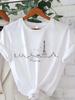 Vintage Elegant O-neck Short Sleeved 2D T-shirt Paris Tower Printed Top High-quality Comfortable And Minimalist Women's Clothing