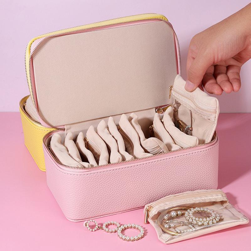 Portable Travel Creative Jewelry Storage Boxes Miniature Separate Bag Women's Jewelry Organizer Case Leather Ring Earring Necklace Ornaments Packaging