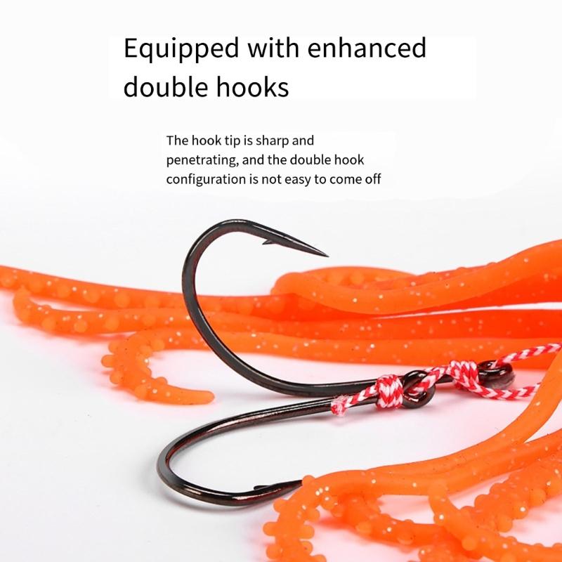 Fishing Tackle Sea Fishing Skirt Soft Lures with Double Barbed Hook Squid Skrit Lure 15cm 10g Artificial Baits