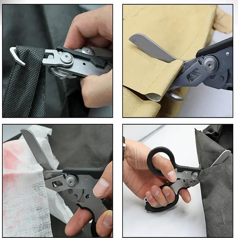 Multifunction Raptors First Aid Tactical Folding Scissors Outdoor Survival Tool Combination Tactical Scissors