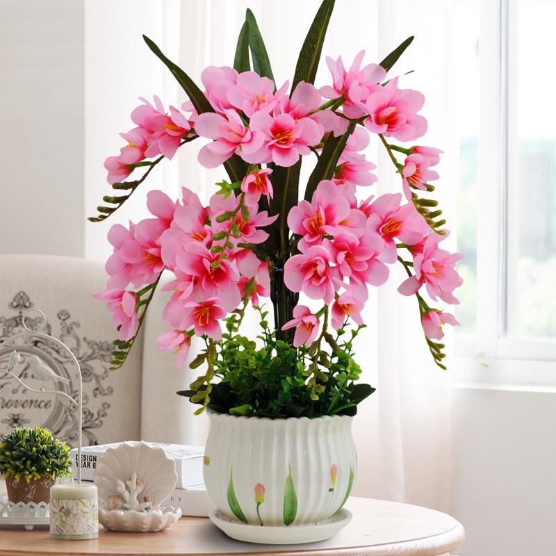 Artificial Phalaenopsis Flower Set: Indoor TV Cabinet Decor
