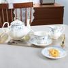 15 Piece e Porcelain Tea Set, British Floral Teapot with Tea Cups, Women Tea Party Set for 6