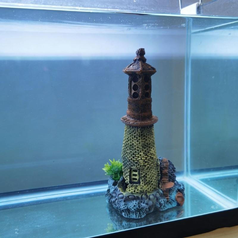 Harze Aquarien Leuchtturm Dekoration Handbemalt Aquarien Ornament Szenen Büros Ornament Skulptur