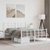 VidaXL Metal Bed Frames with Headboard Footboard, Double Bed with Slat Base, Adult Bed with Feet for Bedroom, 355629