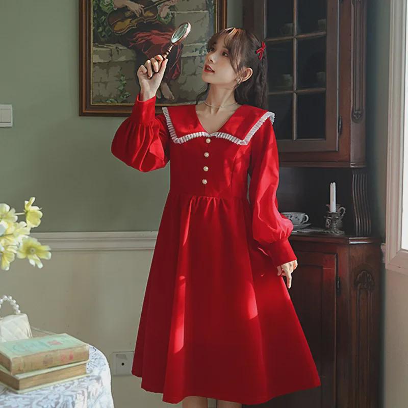 

Red Velvet Retro Peter Pan Collar Christmas Gown XX-Large чёрный