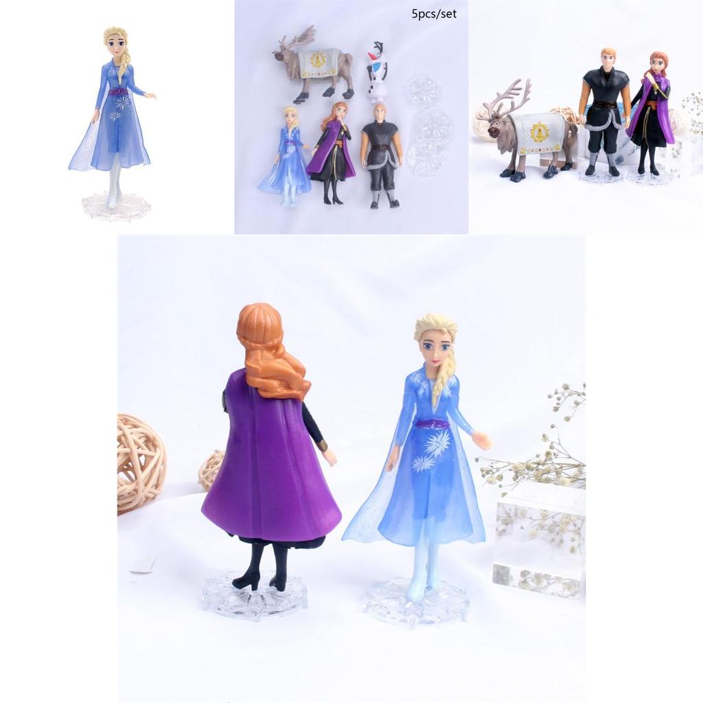 Enchanting 5pcs Snow Queen Anna Elsa Frozen 2 Olaf Sven Kristoff Action Figures Set