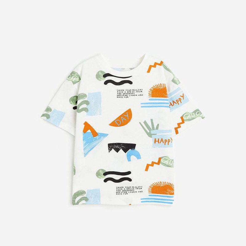 Malwee Boys' T-shirt Summer Wear New Arrival Fashion Pure Cotton Handsome Casual Short Sleeve Western Style round-Neck Shirt Kids Tops