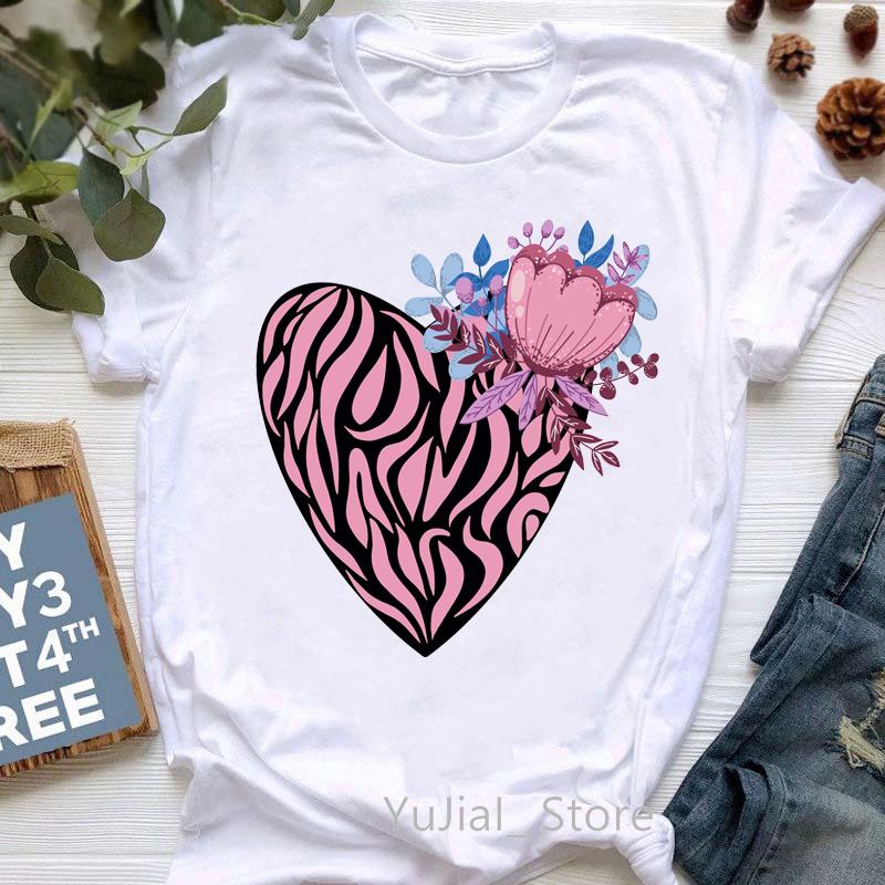2025 Leopard Love Print T-Shirt Women Summer Fashion Tshirt Femme Harajuku Kawaii Clothes White Casual T Shirt Female