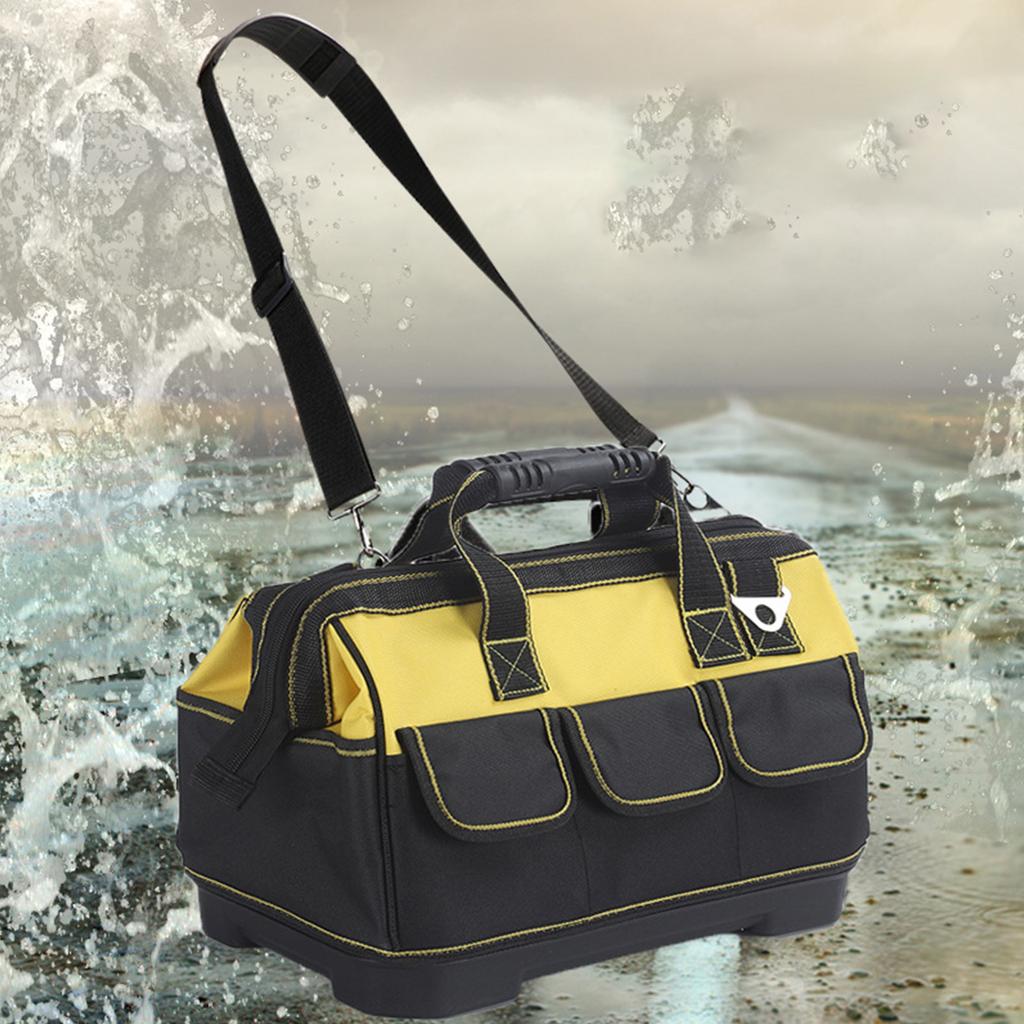 Heavy-Duty Repair Tools Bags Waterproof Hard Bottom MultiPocket Toolkit Wear-Resistant Wide Mouth Tote for Various Instrument