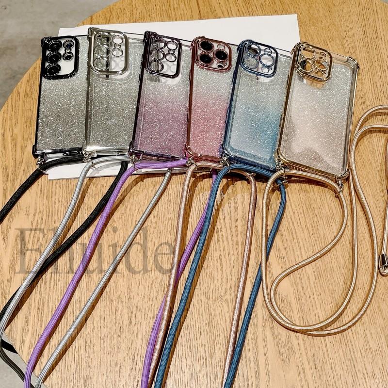 Crossbody Strap Lanyard Silicone Phone Case For Samsung Galaxy S26 S25 S24 Ultra S23 FE A16 A55 Candy Color Soft TPU Back Cover