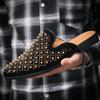 Summer Men Dress Shoes Half Slippers High Quality Men Leather Casual Shoes Party Loafers Flip Flops Lightweight Flats Sandals