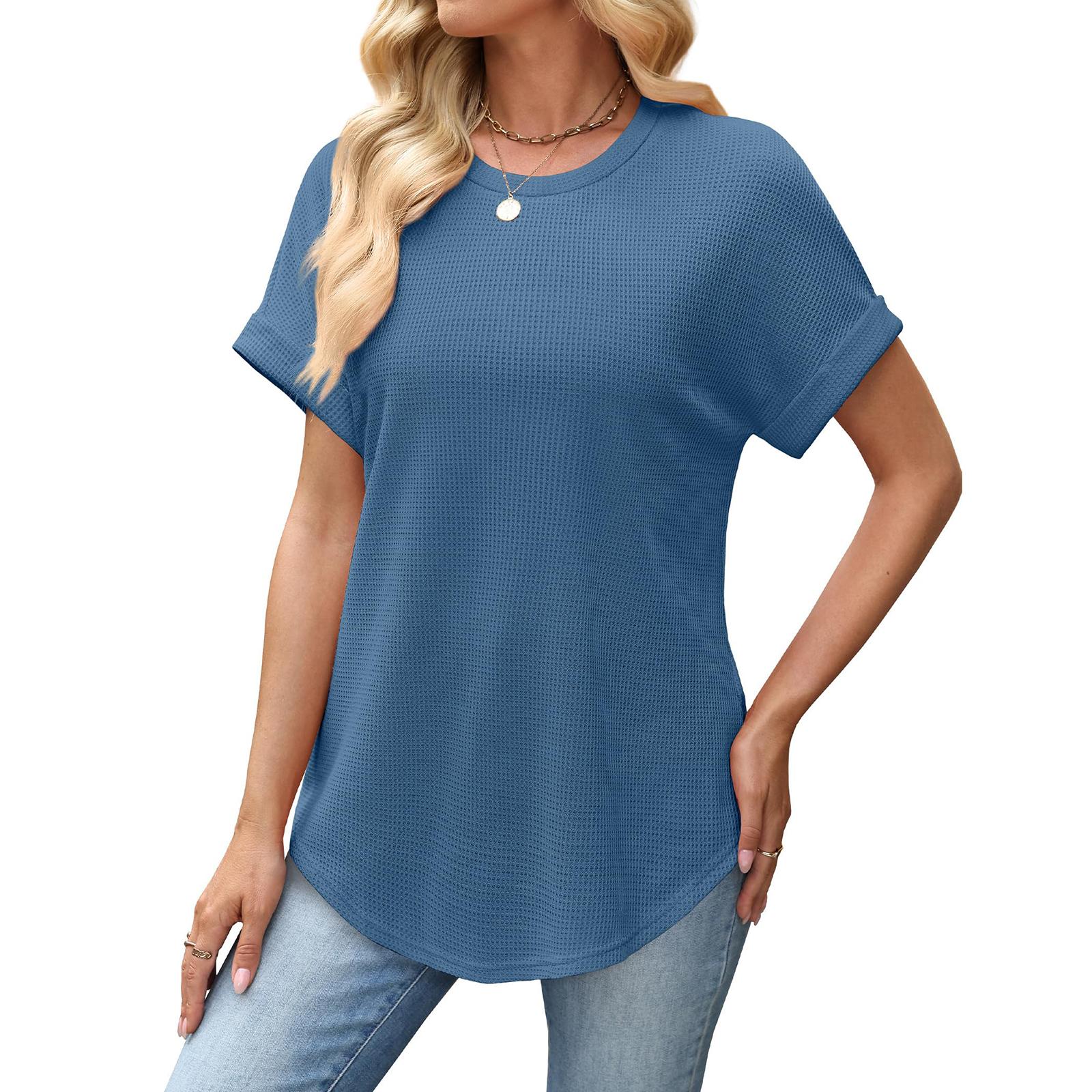 Women s Casual -Weave Short-Sleeve T-Shirt Top XL