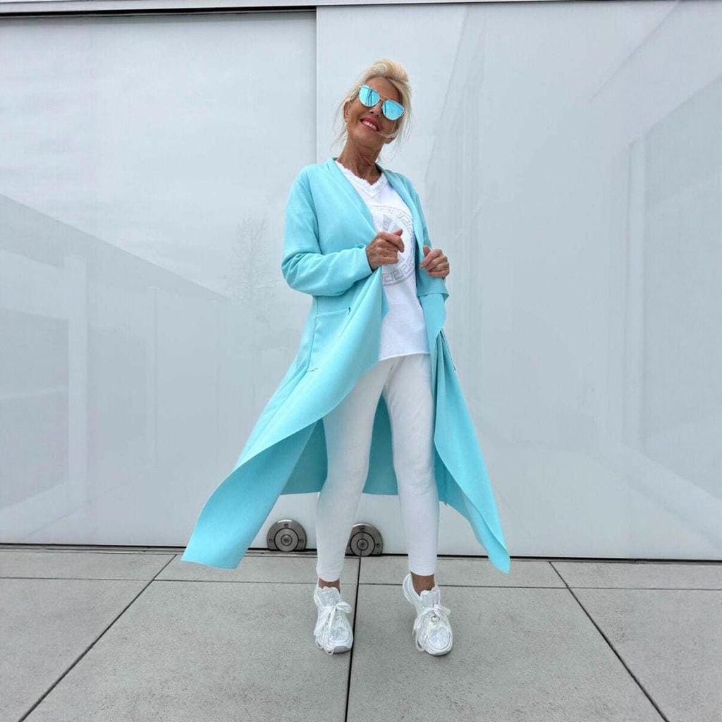 New Fashion Solid Color Irregular Long Trench Coat