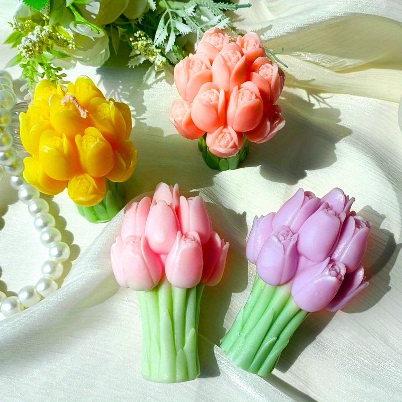 3D Tulpenstrauß Silikonform DIY Blumen Aroma Kerzen Gips Ornament Formen Handgemachtes Geschenk Seife Kerzenherstellung Zubehör