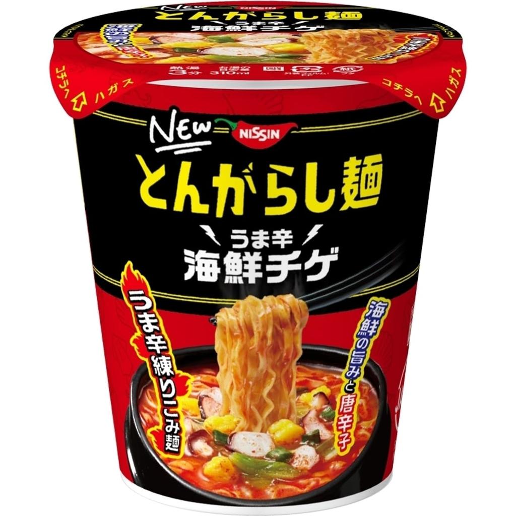 Nissin Foods Tongarashi Spicy Seafood Jjigae Kneaded Cup 62g X 12 Packs Noodles, [Spicy Noodles], Noodles,