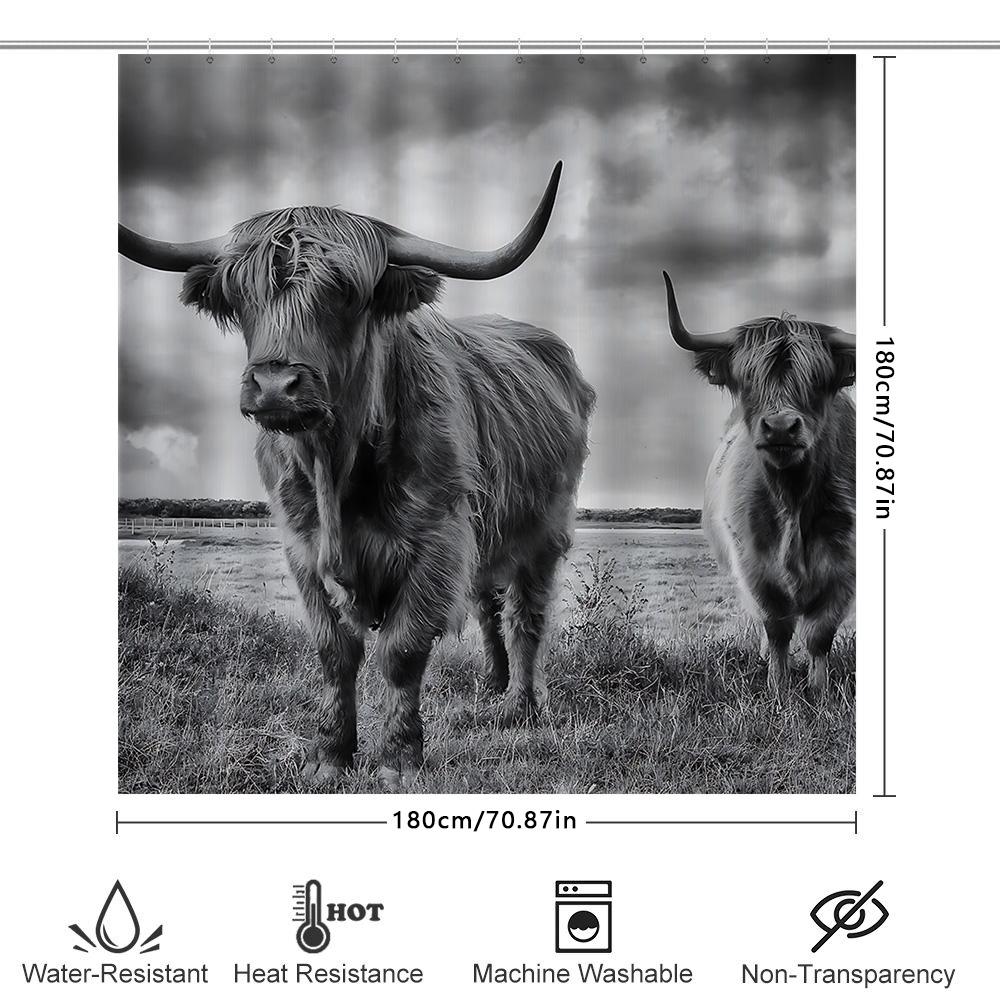 

Elegant Highland Cow Shower Curtain For Your Home - Durable And Stylish Bathroom Decor Suitable For Wet And Dry Separation W60H190(CM)-1 Pcs